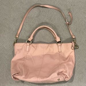 G.I.L.I. Pebble Leather Large Roma Tote Blush Large Crossbody Bag